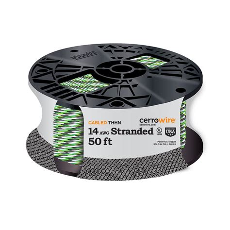 Cerrowire 50 Ft 14 3 Black White Green Stranded Copper THHN Wire 112