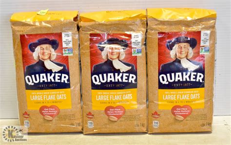 3 Bags Of Quaker Large Flake Oats 1kg Bags