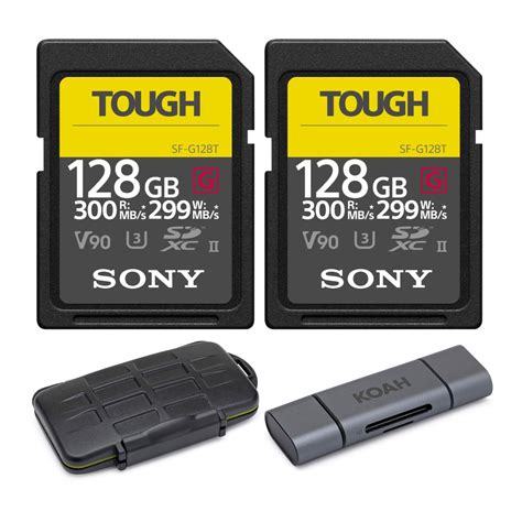 Sony 128GB UHS-II Tough G-Series SD Card 2-Pack Bundle with Case and ...