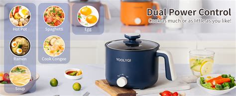 Amazon YOOLYQI Hot Pot Electric 1 5L Mini Ramen Cooker With 2 Temp Settings Portable