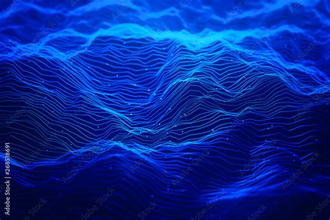 Abstract blue neon light waves background Stock Illustration | Adobe Stock