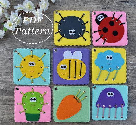 Felt Lacing Cards Pdf Pattern Learning Toy For Kids Felt Etsy