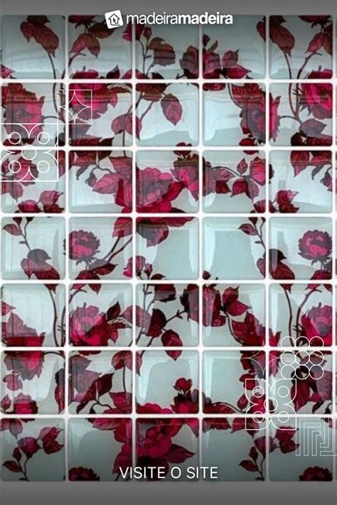 Red Flowers On White Tiles With The Words Visite O Site