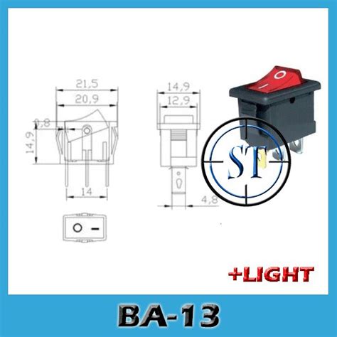 Jual BA 13 Rocker Switch Kotak Saklar Power 3 Pin Plus Lampu 3 Kaki 3p