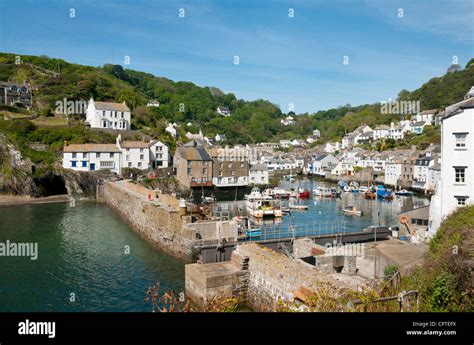 Fishing village of Polperro at high tide, Cornwall, UK Stock Photo - Alamy