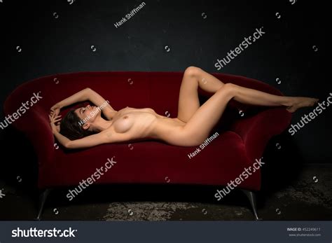 Tall Slender Brunette Nude On Red Stock Photo Shutterstock