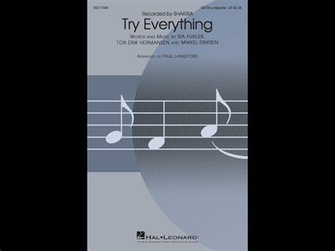 Song - Try Everything - Choral and Vocal sheet music arrangements