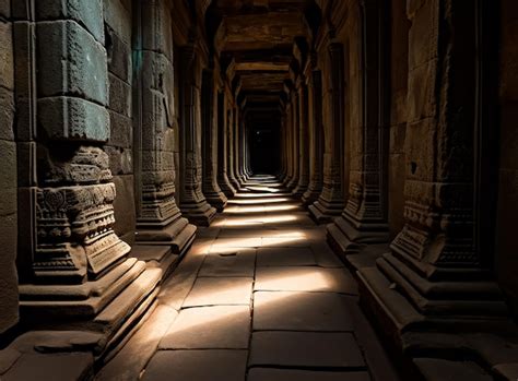 Antiguos Pilares Del Templo Paseo Vintage La Puerta En Ruinas Al Cielo