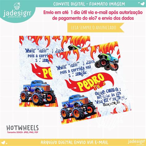 Convite Digital Hot Wheels Elo Produtos Especiais