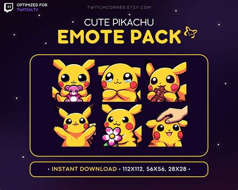 Cute Pikachu Twitch Emotes Pack Pokemon Emotes Pikachu Flower Pikachu