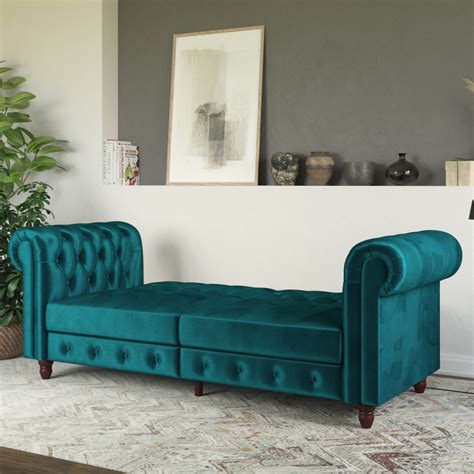 Sofa Bed Teal Velvet Felix Chesterfield Sofabed Uk By Dorel