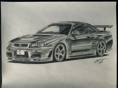 Nissan Skyline R34 GT-R drawings - Sayhaan Ali - Drawings & Illustration, Vehicles ...