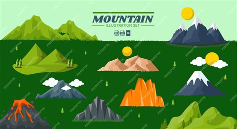 Premium Vector | Mountain vector set