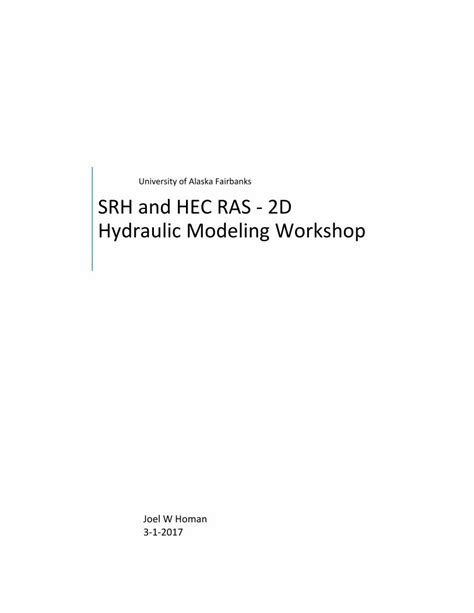 Pdf Srh And Hec Ras 2d Hydraulic Modeling Workshop Dokumentips