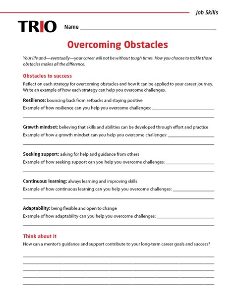 Overcoming Obstacles Activity Sheet Trio Printables