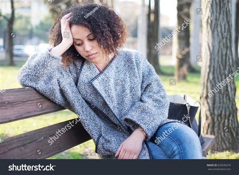 Sad Black Woman Seated Alone On Stock Photo 635030279 | Shutterstock