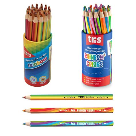 Lápis de Cor Rainbow Arco-Íris Jumbo Tris Lápis que Muda de Cor ...