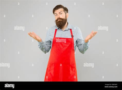 Confused Male Housekeeper Small Business Shop Owner Mature Shop Assistant Professional Chef