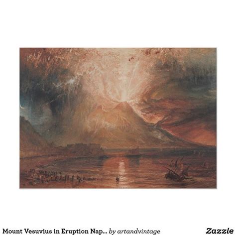 Mount Vesuvius in Eruption Naples Italy J. Turner Poster | Zazzle ...