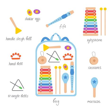 Instruments De Musique Jouets Dessin S La Main Pour Enfants Avec Sac