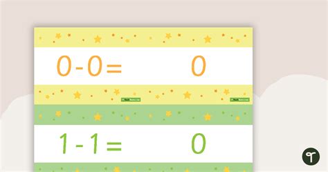 Subtraction Flashcards Stars Horizontal Teach Starter