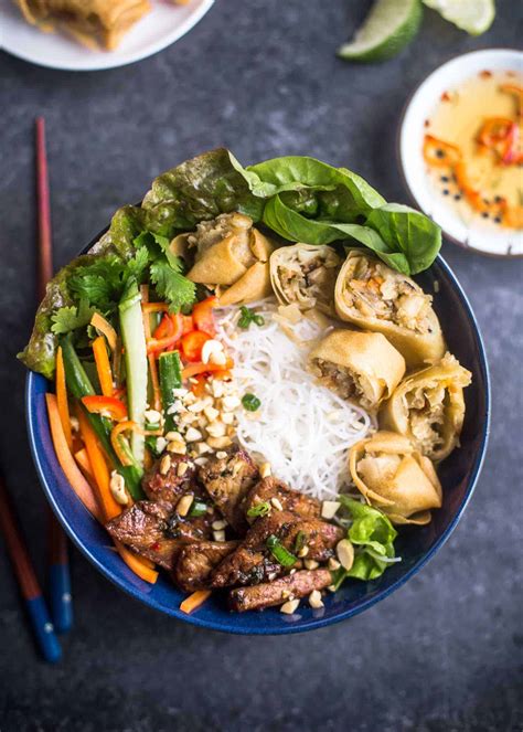 Vietnamese Noodle Bowls (Bun Thit Nuong Cha Gio) - Inquiring Chef