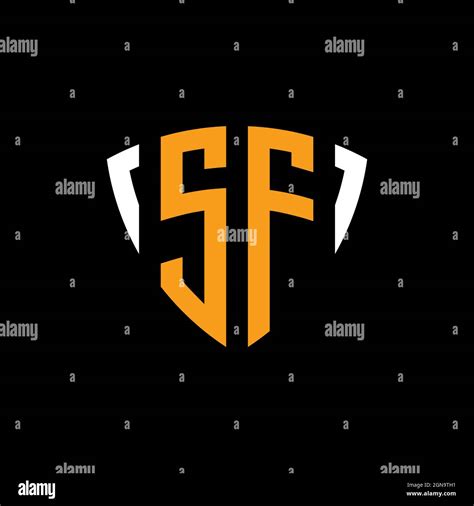 SF Logo With Shield White Orange Shape Design Template Isolated On