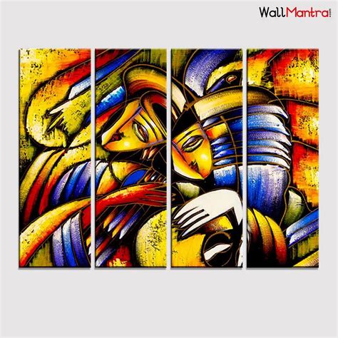 Abstract Human Figure Wall Painting 4 Pieces Abstract Design Canvas ...