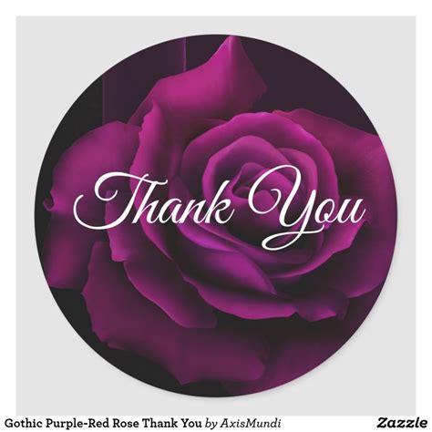 Gothic Purple Red Rose Thank You Classic Round Sticker Zazzle