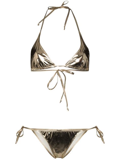 Buy Lisa Marie Fernandez Pamela Triangle Bikini Gold At 70 Off