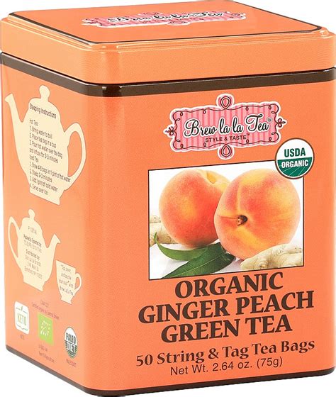 Brew La La Tea Organic Ginger Peach Green Tea 50 Tea Bags My Dr Xm