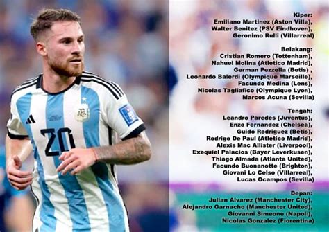 Ini Daftar 24 Pemain Timnas Argentina Lawan Indonesia