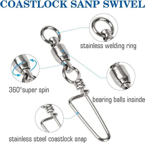 Amysports High Strength Fishing Snap Swivels Ball Bearing Swivels