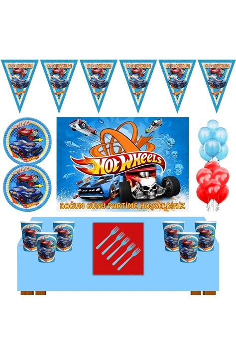 HOT WHEELS 32 Kişilik 50x70 Cm Afişli Doğum Günü Konsepti Parti Malzemeleri Seti Fiyatı