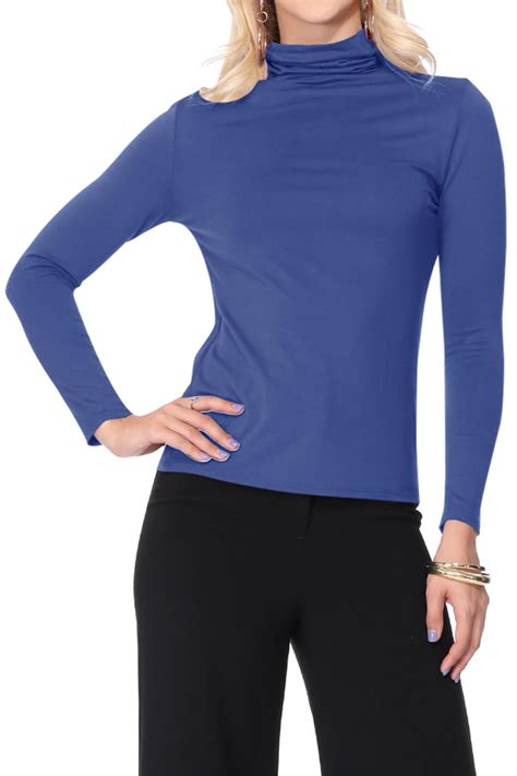 Womens Lightweight Soft Long Sleeve Solid Mock Neck Sweater Turtleneck