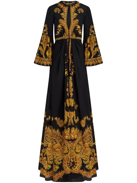 Etro Paisley Print Silk Maxi Dress Black Farfetch