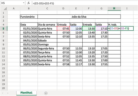 Planilha De Horas Trabalhadas No Excel Como Fazer Controle De Ponto