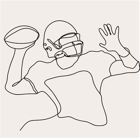 Minimalist American Football Line Art Sport Outline Drawing Soccer