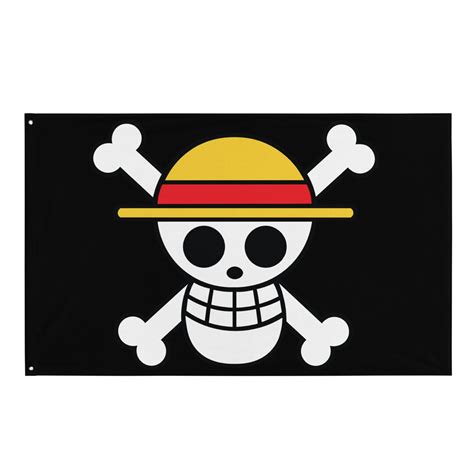 One Piece Straw Hat Crew Jolly Roger Flag Etsy