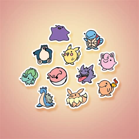 Pokemon Sticker Pack Pokemon Stickers Eevee Pokeball Etsy