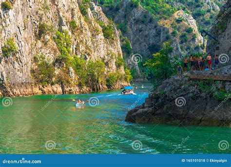 matka canyon  kayaking people editorial stock photo image