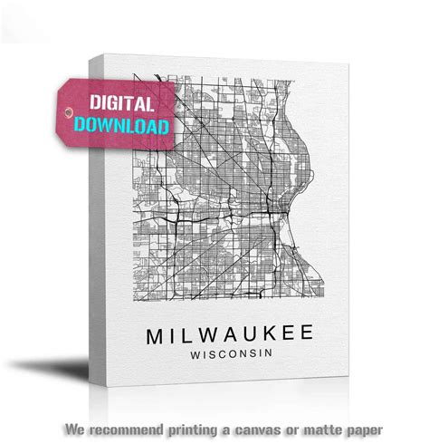 Milwaukee Map Print Milwaukee Map Poster Wall Art City Map - Etsy