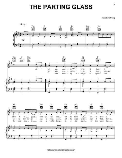 The Parting Glass Sheet Music Direct