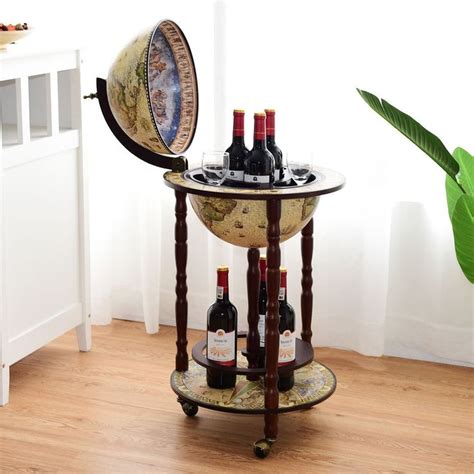 Inch Italian Style Design Wooden Globe Liquor Bottle Wine Rack With