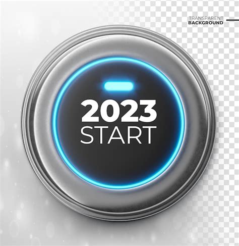 Bonne Année 2023 Rendu 3d Avec Bouton De Démarrage Pour Modèle Et