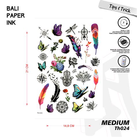 Jual Tato Bulu Merak Set TH024 Basic Temporary Tattoo By Bali Paper