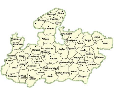 Madhya pradesh District Map, Map of Madhya pradesh