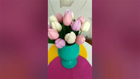 Тюльпаны, холодный фарфор, самозастывающая полимерная глина. - YouTube