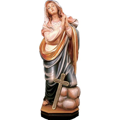 St Lea Of Rome With Cross Female Saints Wood Carving 20 Cm Colored