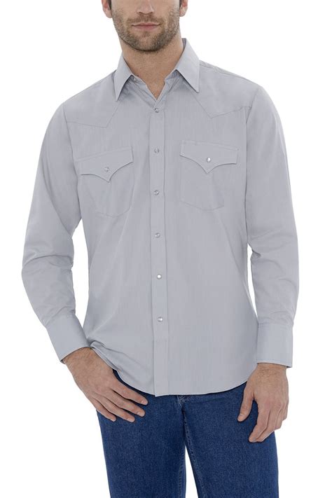 Mens Ely Cattleman Long Sleeve Solid Western Snap Shirt